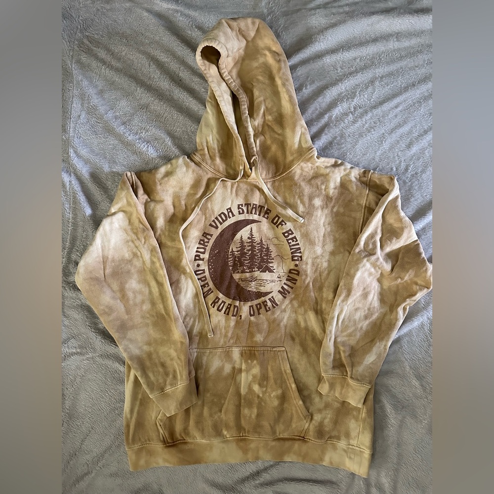 Pura Vida State Of Being Open Road Open Mind Tie Dye Moon Tree Hoodie Sweatshirt